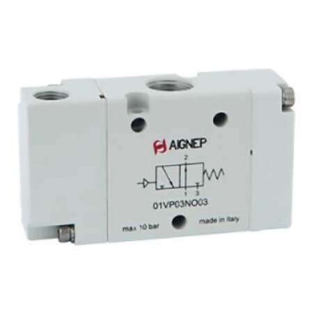 Alpha Technologies Aignep USA 3/2 Normally Open Single Air-Actuated Valve Pilot Spring Return G1/8" Ports 01VP03NO02